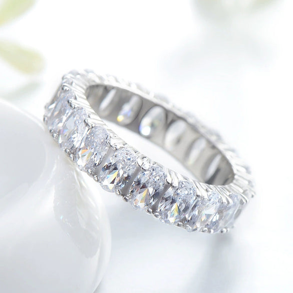 Wholesale S925 Sterling Silver Eggshaped Geometric Fashion Women's Ring Jewelry With Seiko Treatment