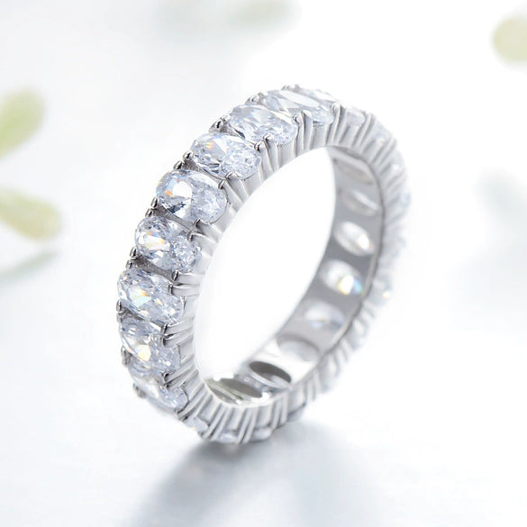 Wholesale S925 Sterling Silver Eggshaped Geometric Fashion Women's Ring Jewelry With Seiko Treatment