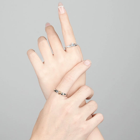 Wholesale S925 Sterling Silver Electroplated Crown Pattern Couple Rings
