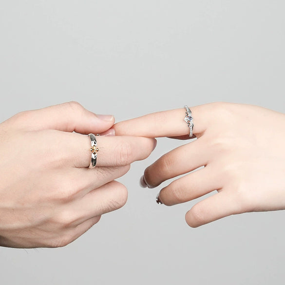 Wholesale S925 Sterling Silver Electroplated Crown Pattern Couple Rings