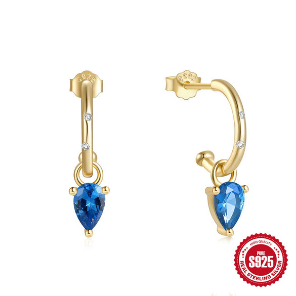 Wholesale S925 Sterling Silver Elegant C Shaped Diamond Earring Ring Drops Unisex Fashion Geometric Earrings