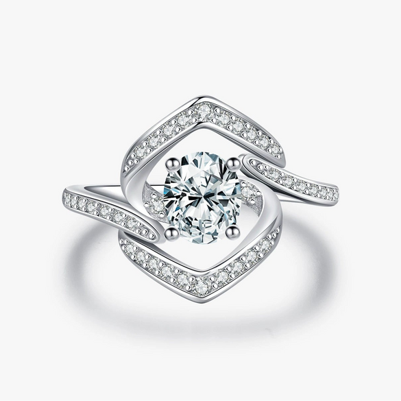 Wholesale S925 Sterling Silver Elegant Geometric Diamond Ring For Women