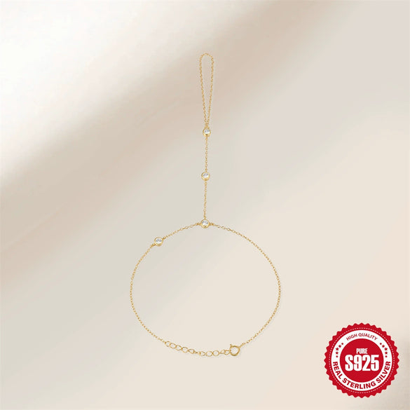 Wholesale S925 Sterling Silver Elegant Simple Women's Bracelet With Diamond Geometric Styling Electroplated