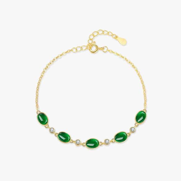Wholesale S925 Sterling Silver Emerald Green Sugar Tower Bracelet For Women Electroplated Retro Style