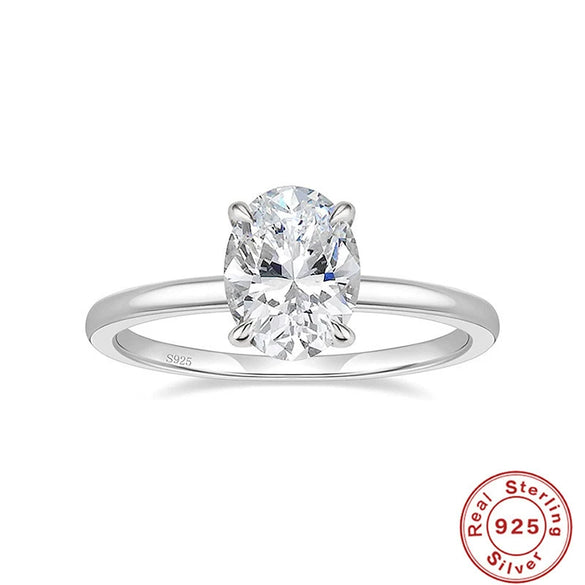 Wholesale S925 Sterling Silver Engagement Ring With Oval Cut Cubic Zirconia Geometric Style For Women