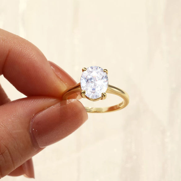 Wholesale S925 Sterling Silver Engagement Ring With Oval Cut Cubic Zirconia Geometric Style For Women
