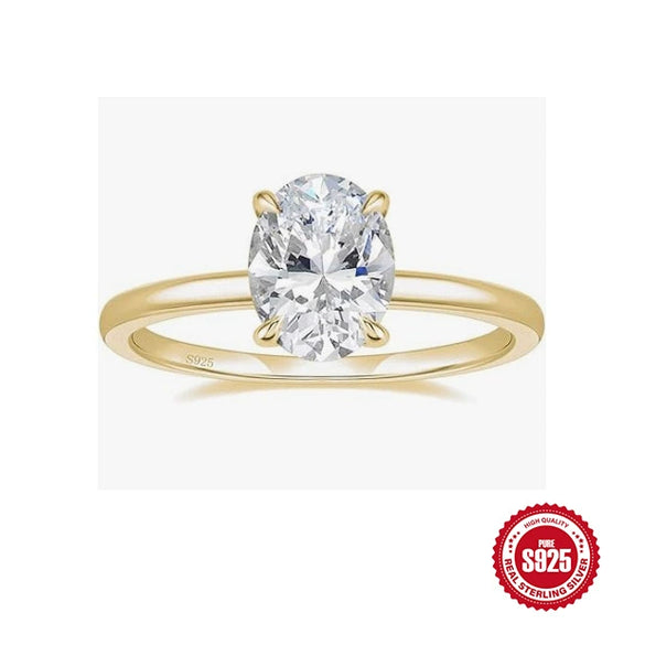 Wholesale S925 Sterling Silver Engagement Ring With Oval Cut Cubic Zirconia Geometric Style For Women