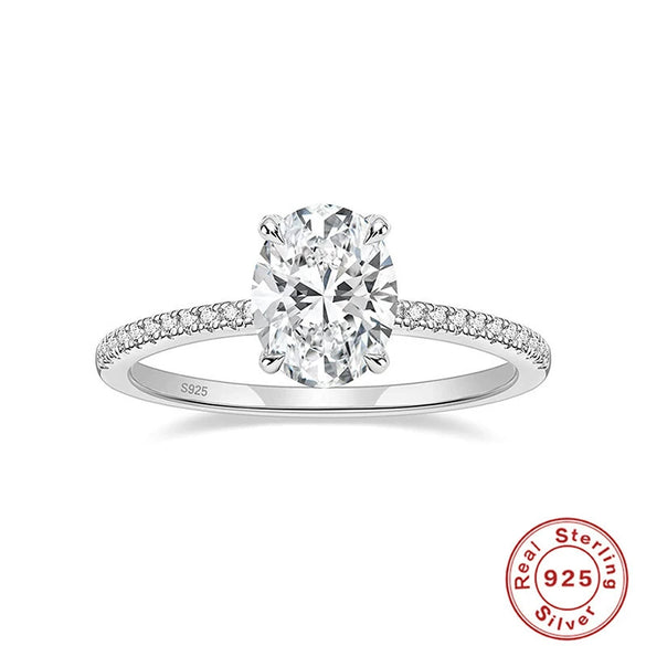 Wholesale S925 Sterling Silver Engagement Ring With Oval Cut Cubic Zirconia Geometric Style For Women