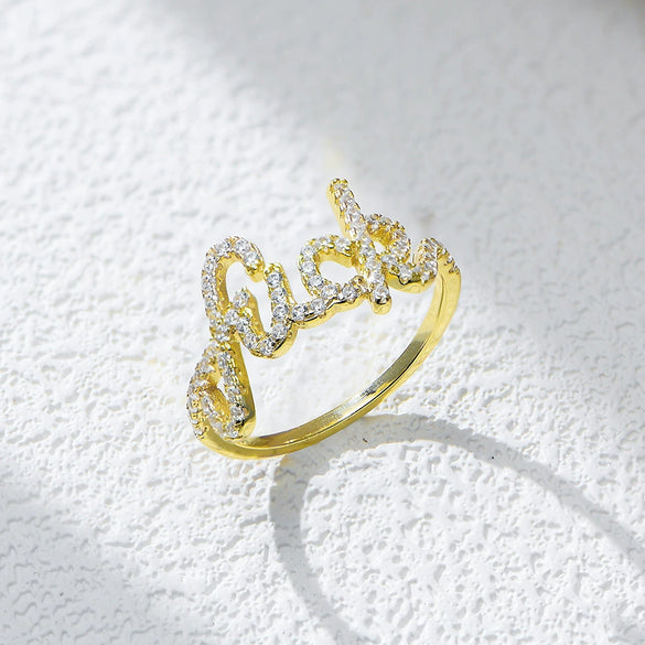 Wholesale S925 Sterling Silver English Letter Micropaved Zircon Ring For Women