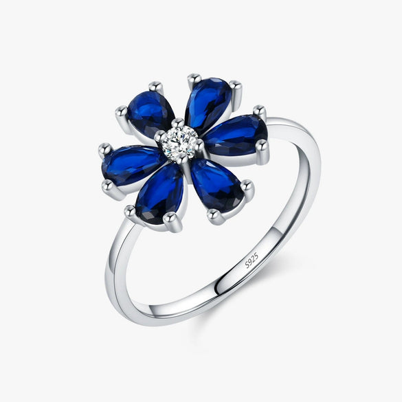 Wholesale S925 Sterling Silver Exaggerated Flower Drop Geometric Patterned Diamond Inlaid Ring For Women