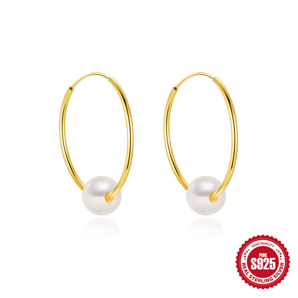 Wholesale S925 Sterling Silver Exaggerated Pearl Earrings With Electroplating Treatment