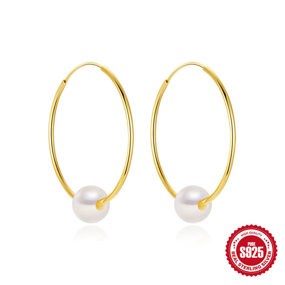 Wholesale S925 Sterling Silver Exaggerated Pearl Earrings With Electroplating Treatment