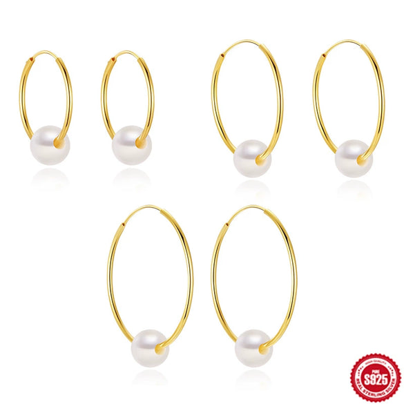 Wholesale S925 Sterling Silver Exaggerated Pearl Earrings With Electroplating Treatment