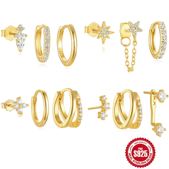 Wholesale S925 Sterling Silver Exquisite Fashion Zircon Double Fishbone Ear Stud Earrings With Electroplating