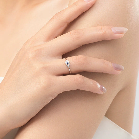 Wholesale S925 Sterling Silver Exquisite Microinlaid Devil's Eye Ring For Women In Fashionable Sexy Style With Overlapped Fine Ring