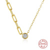 Wholesale S925 Sterling Silver Fashion Asymmetric Single Zircon Women's Collarbone Necklace With Geometric Design And Electroplating