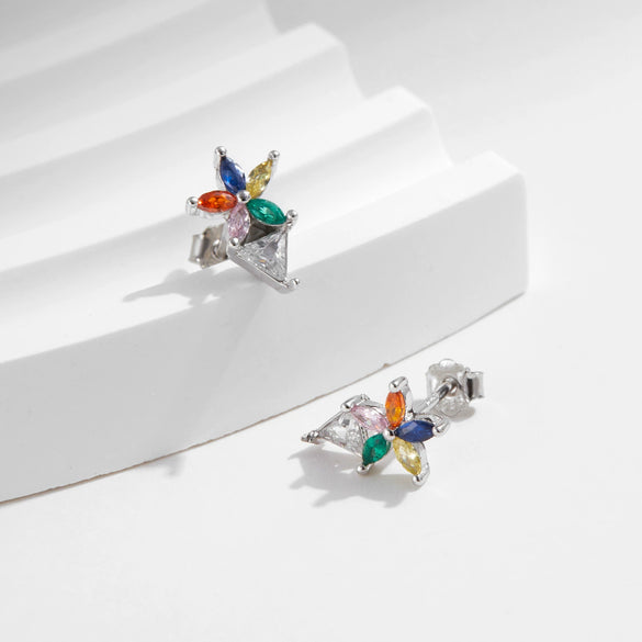 Wholesale S925 Sterling Silver Fashion Flower Earrings With Diamond For Women