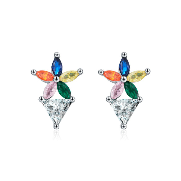 Wholesale S925 Sterling Silver Fashion Flower Earrings With Diamond For Women