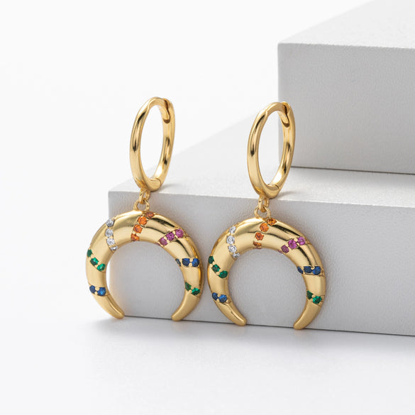 Wholesale S925 Sterling Silver Fashion Geometric Crescent Earrings For Women