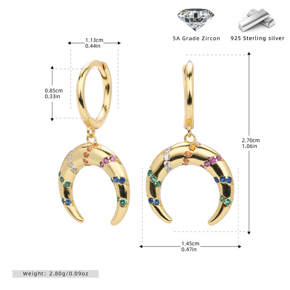 Wholesale S925 Sterling Silver Fashion Geometric Crescent Earrings For Women