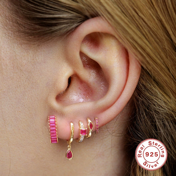 Wholesale S925 Sterling Silver Fashion Geometric Drop Shaped Zircon Inlaid Earrings For Women