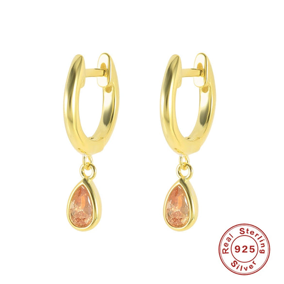 Wholesale S925 Sterling Silver Fashion Geometric Drop Shaped Zircon Inlaid Earrings For Women