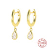 Wholesale S925 Sterling Silver Fashion Geometric Drop Shaped Zircon Inlaid Earrings For Women