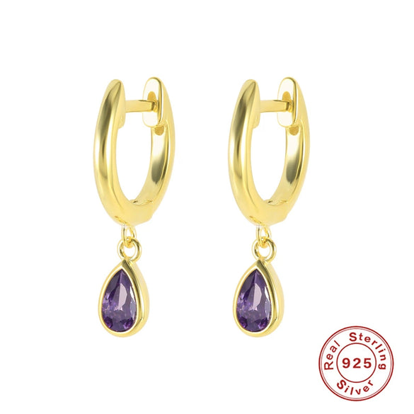 Wholesale S925 Sterling Silver Fashion Geometric Drop Shaped Zircon Inlaid Earrings For Women