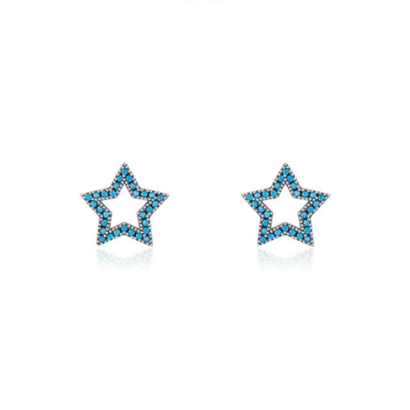Wholesale S925 Sterling Silver Fashion Ol Fivepointed Star Earrings For Women Electroplated