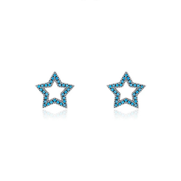 Wholesale S925 Sterling Silver Fashion Ol Fivepointed Star Earrings For Women Electroplated