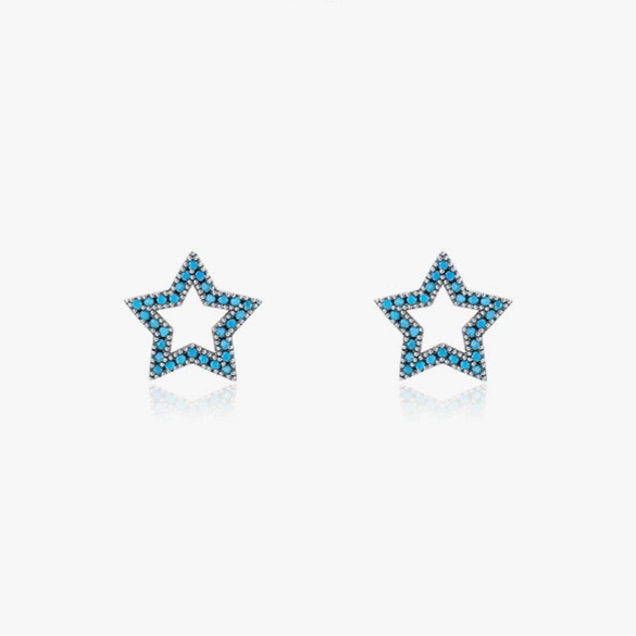Wholesale S925 Sterling Silver Fashion Ol Fivepointed Star Earrings For Women Electroplated
