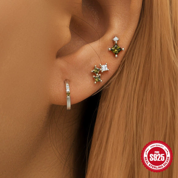 Wholesale S925 Sterling Silver Fashion Petal Water Drop C Shaped Geometric Earrings With Electroplating