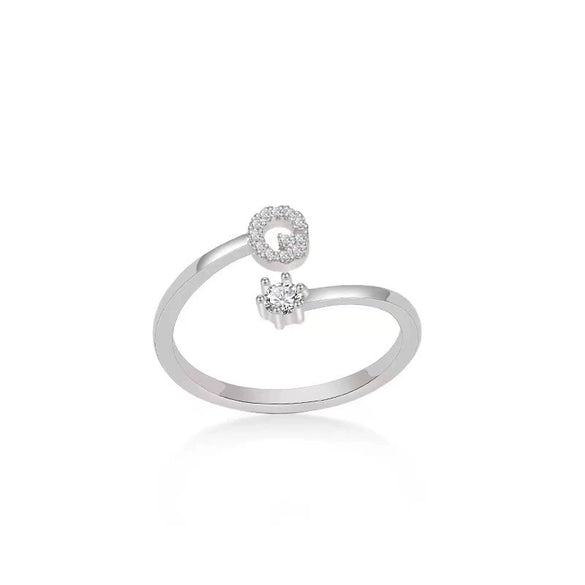 Wholesale S925 Sterling Silver Fashion Simple Daily Joker Open Adjustable Ring With Letter Pattern And Electroplating