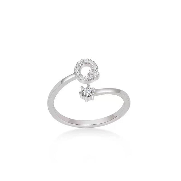 Wholesale S925 Sterling Silver Fashion Simple Daily Joker Open Adjustable Ring With Letter Pattern And Electroplating