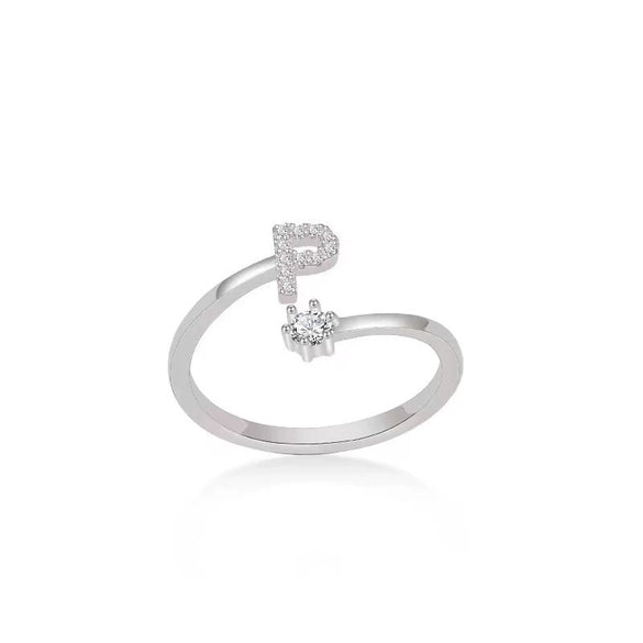 Wholesale S925 Sterling Silver Fashion Simple Daily Joker Open Adjustable Ring With Letter Pattern And Electroplating