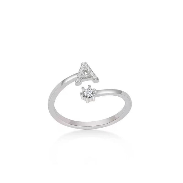 Wholesale S925 Sterling Silver Fashion Simple Daily Joker Open Adjustable Ring With Letter Pattern And Electroplating