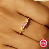 Wholesale S925 Sterling Silver Fashion Simple Opal Double Diamond Pearl Pink Gem Geometric Engagement Wedding Ring For Women