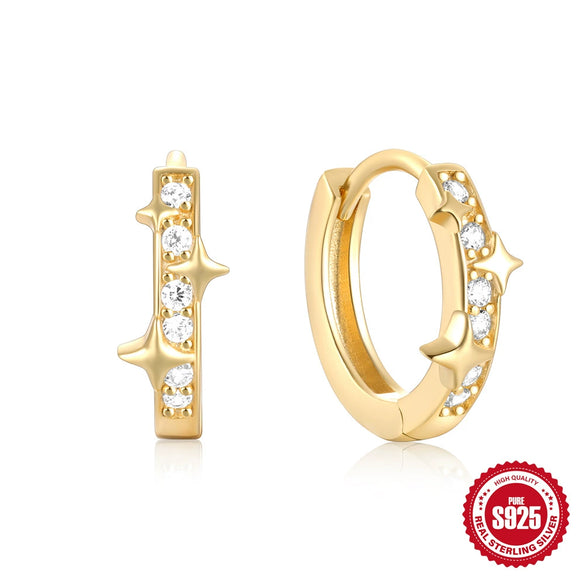 Wholesale S925 Sterling Silver Fashion Star Earrings For Women With Electroplating And Geometric Design