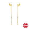 Wholesale S925 Sterling Silver Fashion Star Moon Chain Earrings With Geometric Pattern And Electroplating For Women