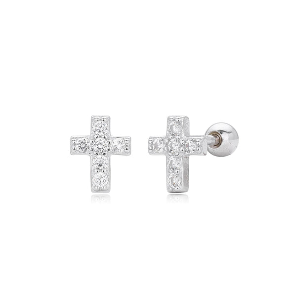 Wholesale S925 Sterling Silver Fashionable Zirconium Cross Electroplated Earrings For Women With Letter Number Text Pattern