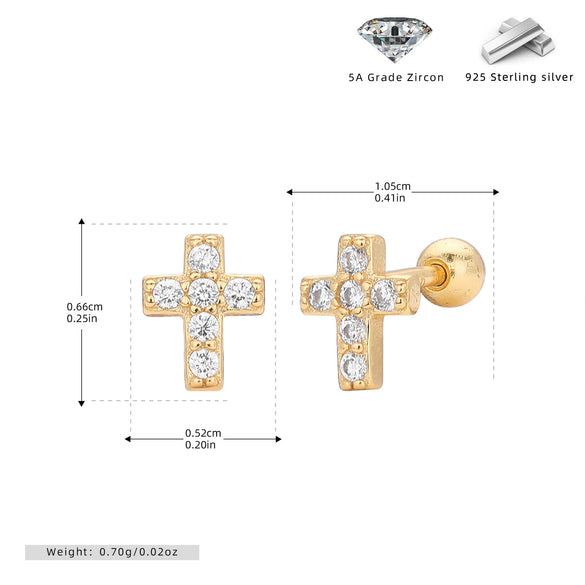 Wholesale S925 Sterling Silver Fashionable Zirconium Cross Electroplated Earrings For Women With Letter Number Text Pattern