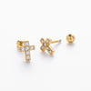 Wholesale S925 Sterling Silver Fashionable Zirconium Cross Electroplated Earrings For Women With Letter Number Text Pattern