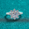 Wholesale S925 Sterling Silver Female Sunflower Ring With 1 Karat Moissanite Electroplated For Women Cartoon Style