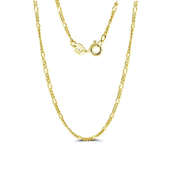 Wholesale S925 Sterling Silver Figaro Chain Necklace With Electroplating Geometric Design