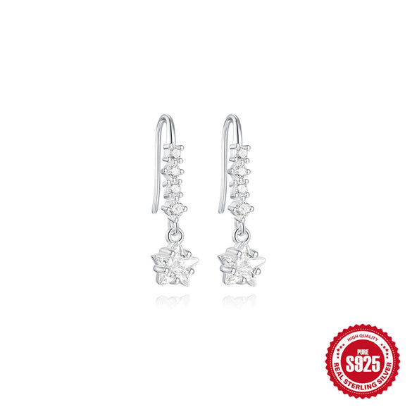 Wholesale S925 Sterling Silver Five Petal Flower Love Star Geometric Earrings For Women