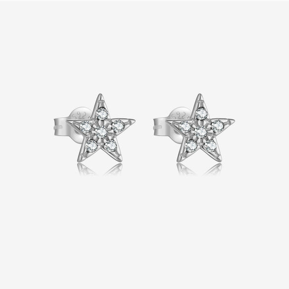 Wholesale S925 Sterling Silver Five Pointed Star Earrings For Women With Electroplating Simple And Light Luxury Design