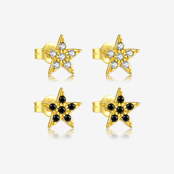 Wholesale S925 Sterling Silver Five Pointed Star Earrings For Women With Electroplating Simple And Light Luxury Design