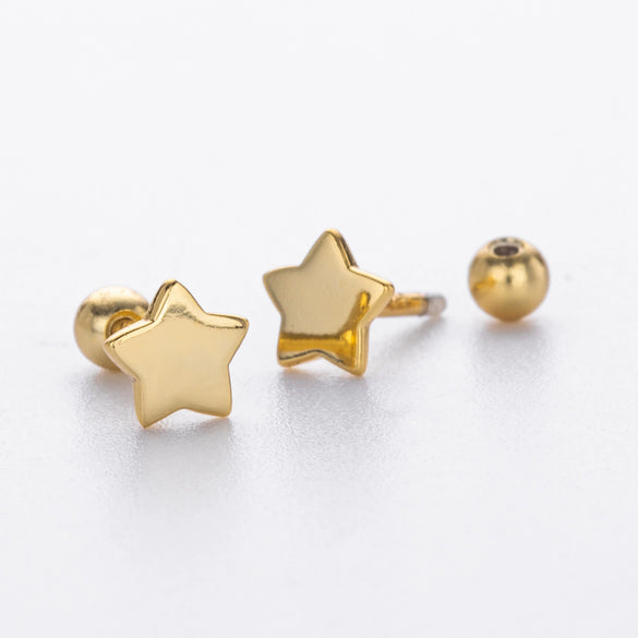 Wholesale S925 Sterling Silver Fivepointed Star Electroplated Pierced Threaded Twist Women's Earrings
