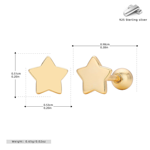Wholesale S925 Sterling Silver Fivepointed Star Electroplated Pierced Threaded Twist Women's Earrings