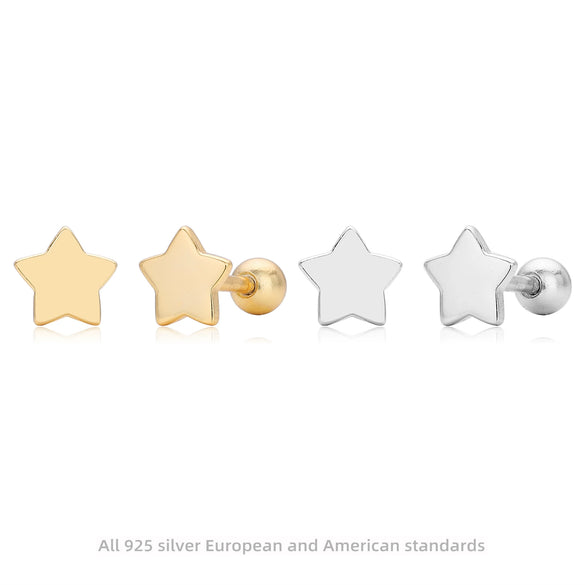 Wholesale S925 Sterling Silver Fivepointed Star Electroplated Pierced Threaded Twist Women's Earrings
